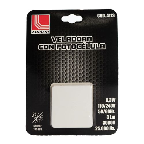 Veladora de pared led 0 3w 3000k con fotocelula curva