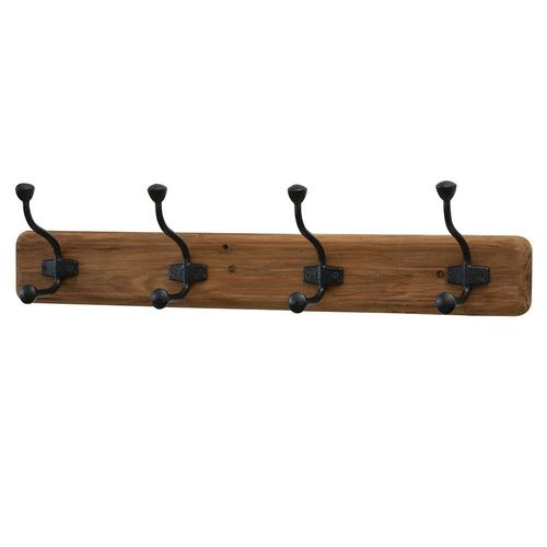 Perchero en madera 73x11x16 cm 4 ganchos natural