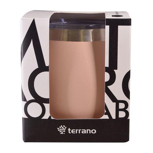 Mate acero con tapa rosa