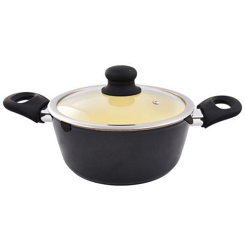 Cacerola negra 20cm aluminio c/revestimiento en cerámica  c/tapa vidrio