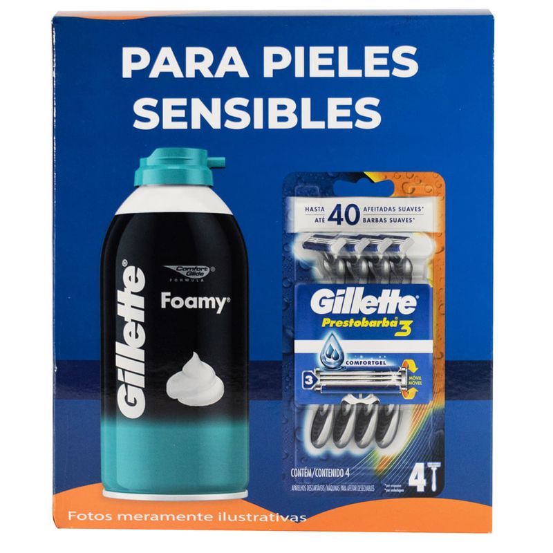 Pack-GILLETTE-Foamy-Sensitive-312-g---Prestobarba-x4-0