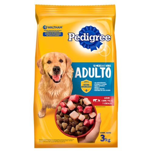 Alimento para perro PEDIGREE adulto carne pollo y cerdo 3 kg