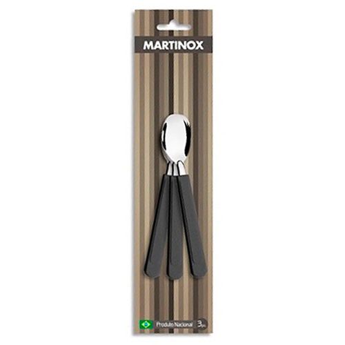Set x 3 cucharas de té acero inoxidable con mango negro
