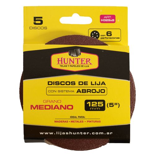 Disco perforado HUNTER con velcro grano mediano x 5