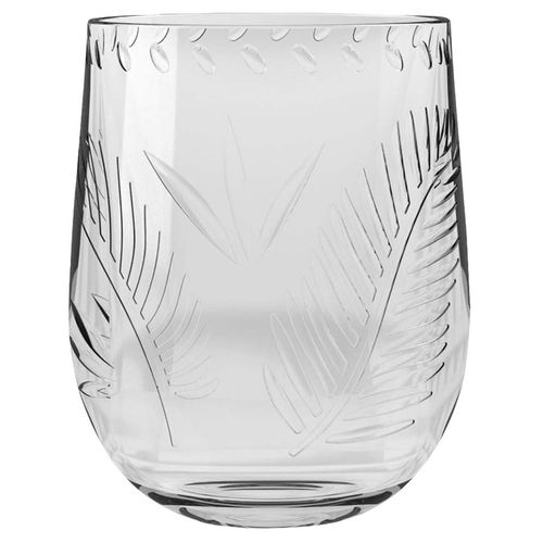 Vaso de acrílico 461 ml diseño hojas transparente