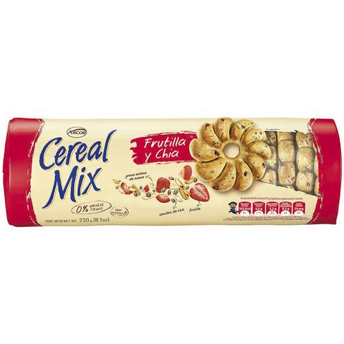 Galletitas cereal mix Arcor Frutilla/chía bl 230g