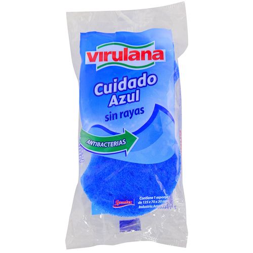 Fibra esponja VIRULANA cuidado azul antibacterial