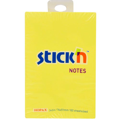 Notas autoadhesivas STICK 76 x 51 mm amarillo con percha