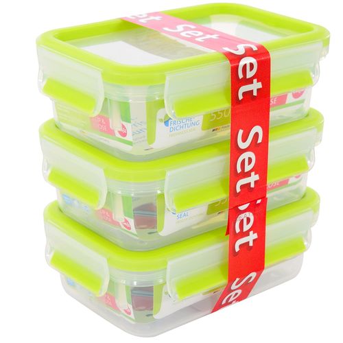 Set x3 contenedores verde clip & close 0.55L