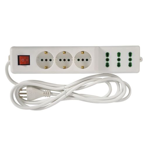 Toma multiple con llave HOME LEADER shuko modul 3 negro