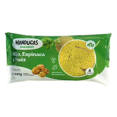 Hamburguesas de mijo, espinaca y nuez MANDUCAS x4 un. 440 g