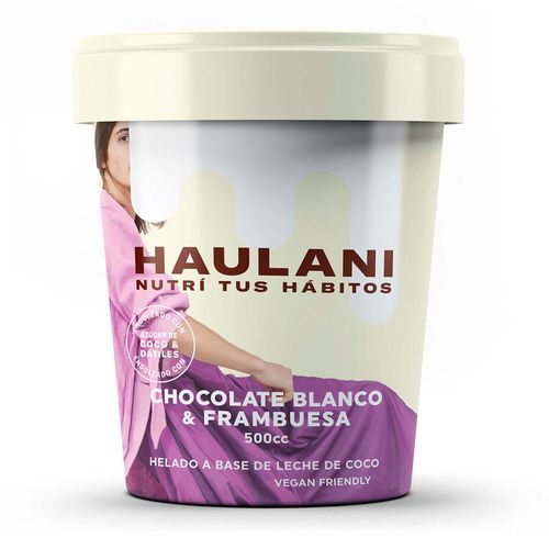Helado Vegano HAULANI Chocolate blanco y Frambuesa 450 ml