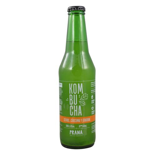 Kombucha PRANA citrus, curcuma y jengibre botella 330ml