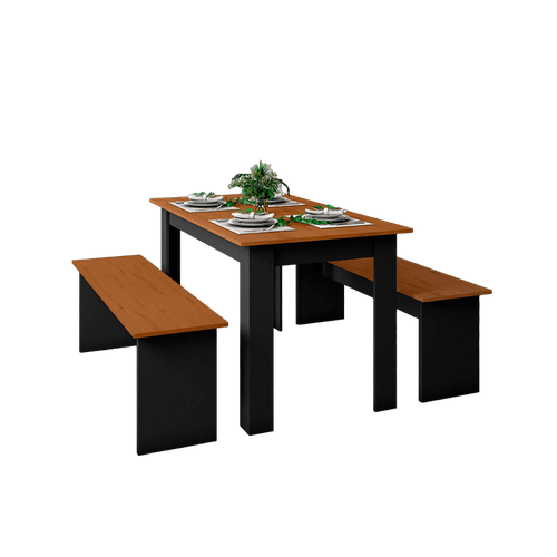 Juego de comedor mesa + 2 bancos 135x75,2x75 cm