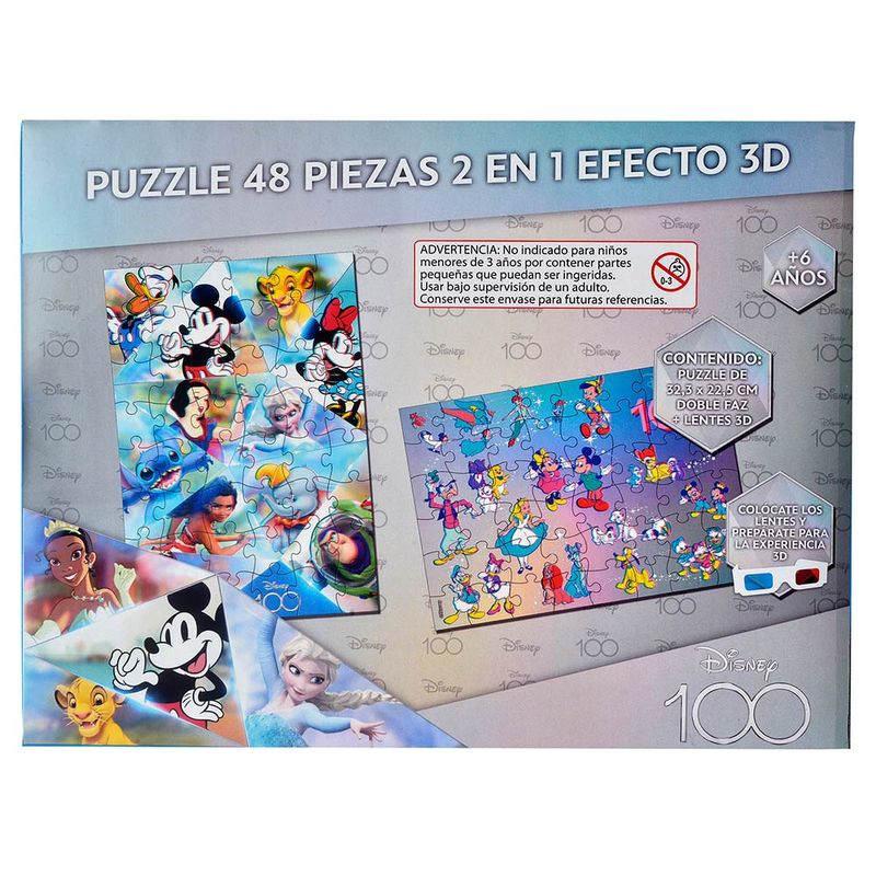 Puzzle-2-en-1-efecto-3D-Disney-100-Junior-48-piezas-0