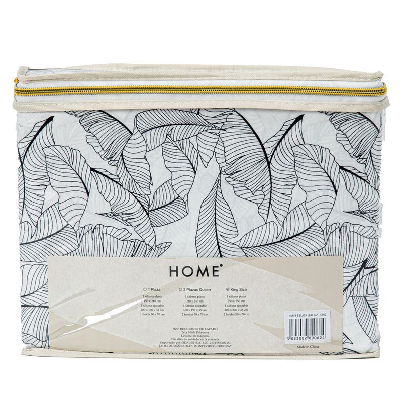 Juego-de-Sabanas-HOME-King-Size-estampado-de-hojas-negras-0