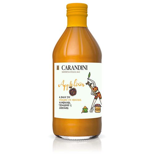 Vinagre de manzana kombucha, jengibre y cúrcuma CARANDINI 500 ml