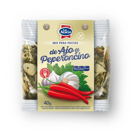 Mix para pastas LAS ACACIAS ajo y peperoncino 40 g