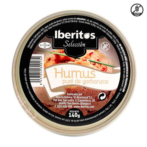 Crema de garbanzos humus IBERITOS sin gluten 140 g