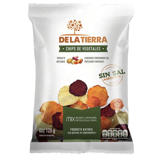 Chips de vegetales DE LA TIERRA sin sal 120 g