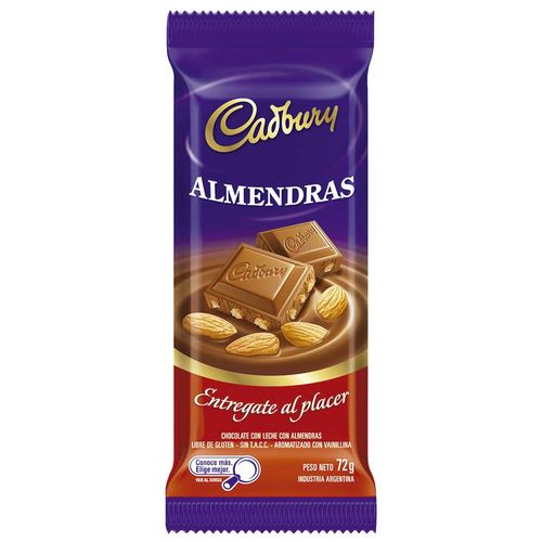 Chocolate con almendras CADBURY 72 g