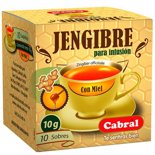 Té CABRAL jengibre con miel 10 un.