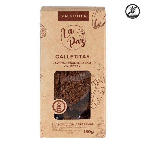 Galletitas LA PAZ sin gluten de cacao sésamo y nueces 150 g