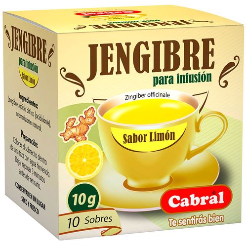 Té orgánico CABRAL Jengibre con Limón 10 un.