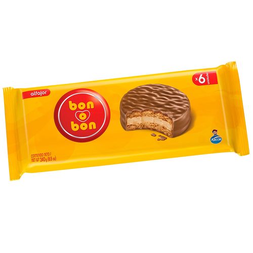 Pack x 6 Alfajores BON O BON leche 240 g