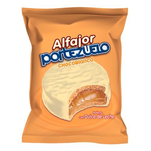 Alfajor PORTEZUELO blanco relleno dulce de leche 40 g