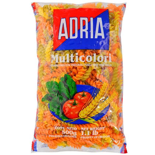 Fideos ADRIA tirabuzón multicolor 500 g