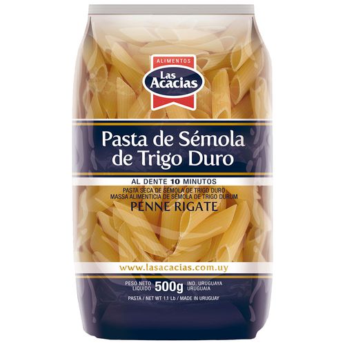 Fideos trigo duro LAS ACACIAS penne rigate 500 g