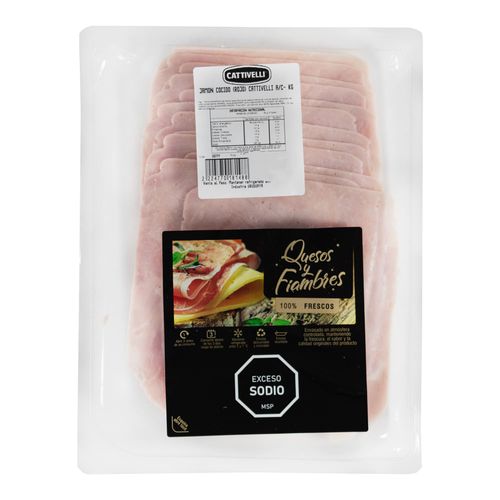 Jamón cocido rojo CATTIVELLI atmósfera controlada x 100 g