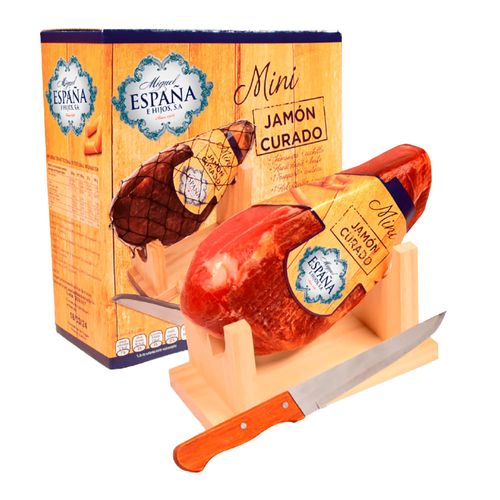 Estuche mini jamón España + jamonero + cuchillo