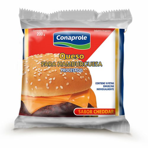 Queso cheddar hamburguesa Conaprole