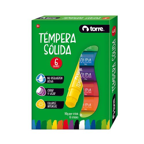 Témpera sólida TORRE 6 colores comunes