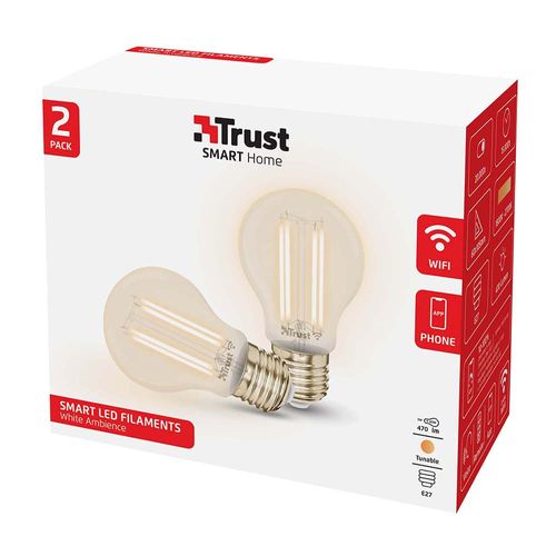 Pack 2 lámparas smart TRUST 71300 filamento e27