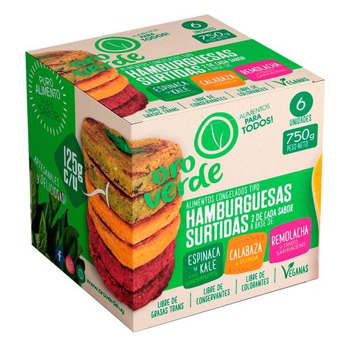 Hamburguesa Espinaca, calabacín, remolacha ORO VERDE x 6 un