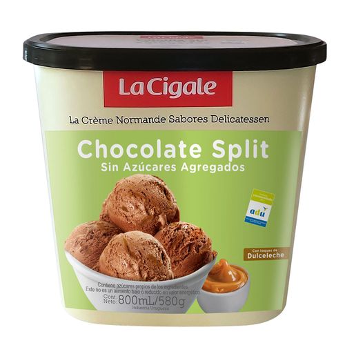 Helado sin azúcar LA CIGALE chocolate 800 ml