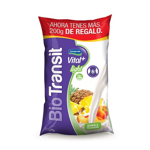 Yogur VITAL + Biotransit ananá y durazno Light 1.2 kg