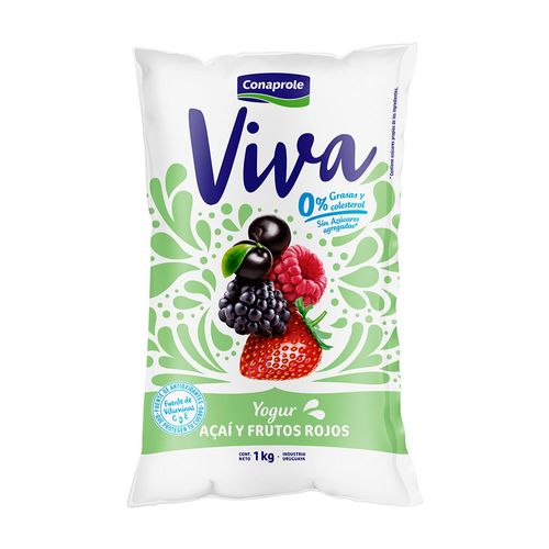 Yogur VIVA descremado acai y frutos rojos 1 L