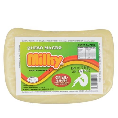 Queso magro MILKY sin sal fracción 1 kg