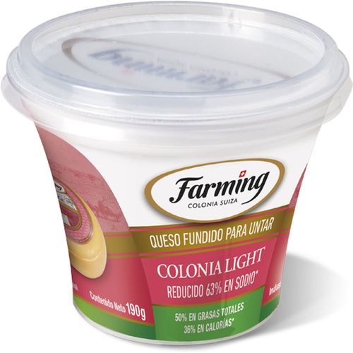 Queso untable Colonia FARMING sin sal light 190 g