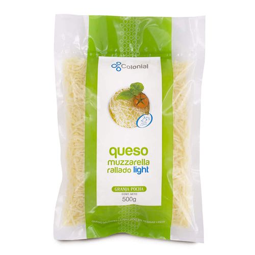 Queso muzzarella COLONIAL light hebras 500 g