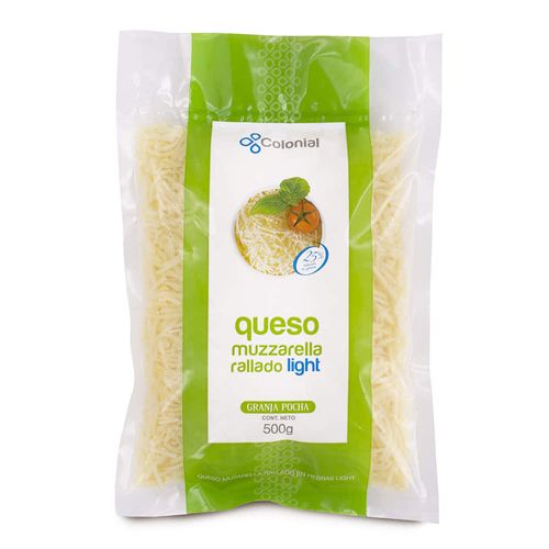 Queso muzzarella COLONIAL light hebras 500 g