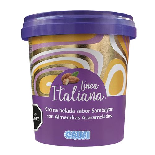 Helado CRUFI Línea Italiana sambayon con almendras 300 g