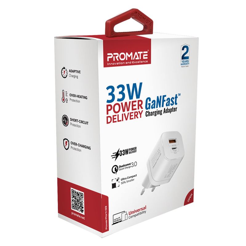 Cargador-de-pared-PROMATE-Powerport-33-33w-usb-c-a-blanco-0