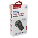 Cargador-de-auto-PROMATE-Drivegear-20w-usb-usb-c-negro-0