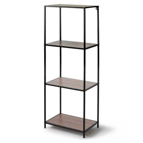 Estantería en metal y madera negro 45x130x30 cm