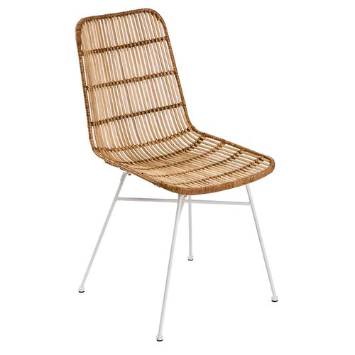 Silla en rattan natural blanco 48x58x88cm